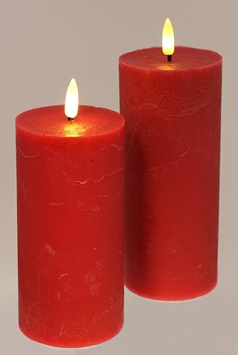LED Kerzen-Set aus Echtwachs 2er Set mit Timer elektrische flackernd Warmweiß Lichter Dekoration Stumpenkerze große Adventskerzen Adventskranz Kranz Valentinstag geruchslos tropflos flammenlos, rot LED Kerzen-Set aus Echtwachs 2er Set mit Timer elektrische flackernd Warmweiß Lichter Dekoration Stumpenkerze große Adventskerzen Adventskranz Kranz Valentinstag geruchslos tropflos flammenlos, rot von Flair Flower