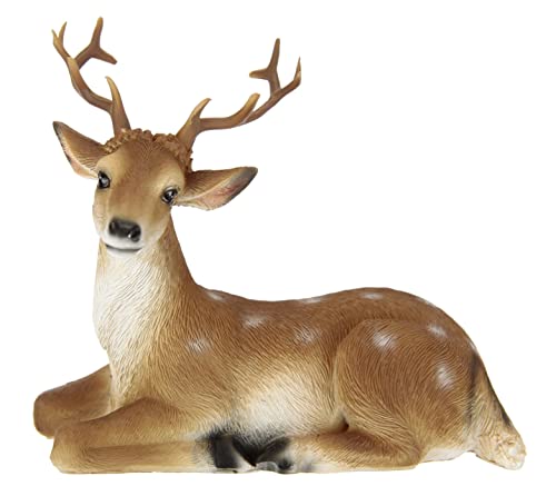 Flair Flower REH Rehkitz Bambi Rehbock Rehfigur Geweih Rotwild Tierfigur Dekofigur Figuren Skulptur Gartenfigur Gartenstatue Wald Balkon Haus Garten Gartendeko Kunstfigur,706804N,Braun,10x13x7cm von Flair Flower