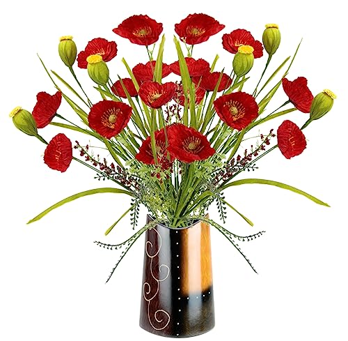 Flair Flower Mohnblumenbusch in Vase künstliche Blumen Mohnblume Mohn Mohnbusch Bouquet Kunstblumen Strauß Blumenstrauß Blumenbouquet Blumendeko Wiesenblumen Grab Hochzeit Dekoration, Rot Flair Flower Mohnblumenbusch in Vase künstliche Blumen Mohnblume Mohn Mohnbusch Bouquet Kunstblumen Strauß Blumenstrauß Blumenbouquet Blumendeko Wiesenblumen Grab Hochzeit Dekoration, Rot von Flair Flower