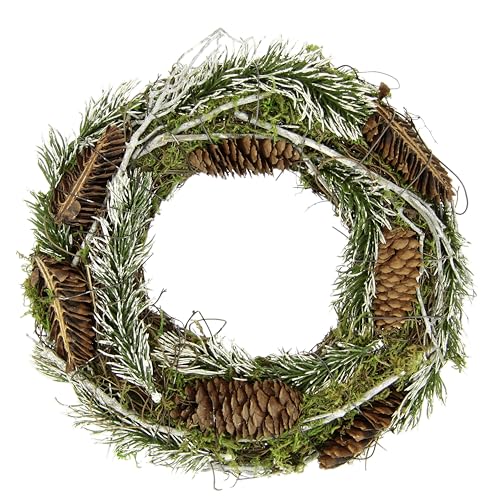 Natur Kranz mit Moos Tannenzweige Zapfen Reisig 25cm Weihnachtskranz Dekokranz Kranz Adventskranz Türkranz Weihnachtsdeko Weidenkranz Blumenkranz Rattankranz Kerzenkranz Kränze Rohling Tischdeko von Flair Flower