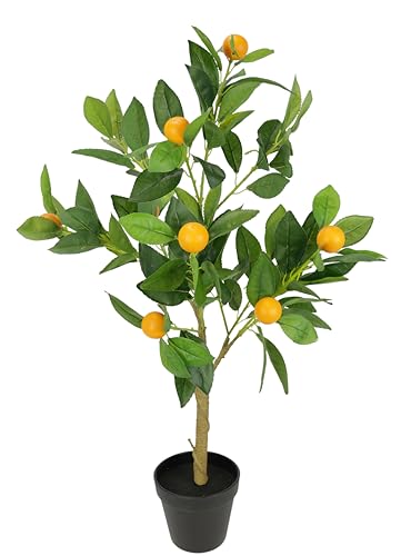 Orangenbaum im Topf künstlich Pflanze Deko Obstbaum Topfpflanze Zitruspflanze Orangenzweig Orangen Früchte Pflanze Kunstbaum Kunstpflanzen Zimmerpflanzen Decor Wohnzimmer Küche Büro Toskana Pflanze von Flair Flower