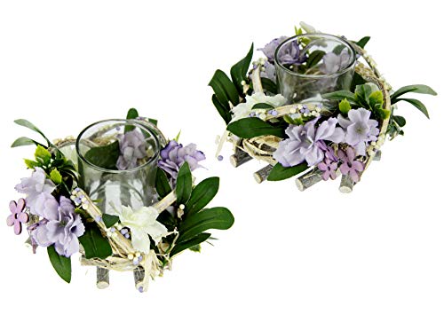 Teelichthalter Windlicht mit Blüten Kerzenhalter Holz-Tischdeko mit Blumen Dekokranz Kerzenhalter Frühlingskranz Teelichtkranz Teelicht Deko Frühjahrsdeko Osterdeko 2er Set 10x16x16 cm Teelichthalter Windlicht mit Blüten Kerzenhalter Holz-Tischdeko mit Blumen Dekokranz Kerzenhalter Frühlingskranz Teelichtkranz Teelicht Deko Frühjahrsdeko Osterdeko 2er Set 10x16x16 cm von Flair Flower