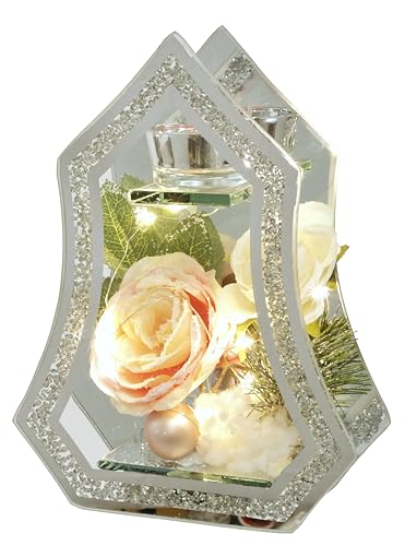 Teelichthalter aus Glas mit Kerze LED Licht Kunstblume Rose Tannenzweigen Weihnachtskugeln Kerzenhalter Deko-Objekt Lampe Weihnachtsdeko Deko Weihnachten Glas Geschenk Dekoobjekt Ornamente 3D Bild Teelichthalter aus Glas mit Kerze LED Licht Kunstblume Rose Tannenzweigen Weihnachtskugeln Kerzenhalter Deko-Objekt Lampe Weihnachtsdeko Deko Weihnachten Glas Geschenk Dekoobjekt Ornamente 3D Bild von Flair Flower