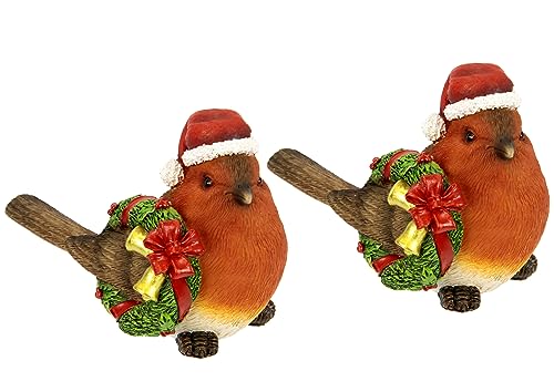 Vogel aus Polyresin mit Weihnachtskranz und Weihnachtsmütze Dekovogel Tierfigur Deko Objekt Dekofigur Ornament Skulptur Statue Wohnaccessoires Weihnachtsdeko Schmuck Tischdeko Geschenk 2er Set Vogel aus Polyresin mit Weihnachtskranz und Weihnachtsmütze Dekovogel Tierfigur Deko Objekt Dekofigur Ornament Skulptur Statue Wohnaccessoires Weihnachtsdeko Schmuck Tischdeko Geschenk 2er Set von Flair Flower