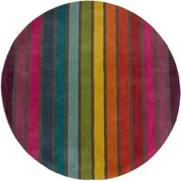 FLAIR RUGS Wollteppich "Candy" rund 10 mm Höhe aus 100% Wolle, Design mit Streifen, mehrfarbig gemustert, bunt von Flair Rugs