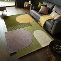 FLAIR RUGS Wollteppich "Lozenge mit abstraktem Retro-Design" rechteckig 10 mm Höhe Kurzflor, Retro Muster von Flair Rugs