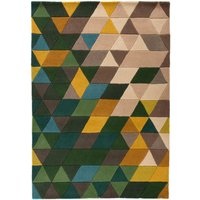 FLAIR RUGS Wollteppich "Prism, modern & geometrisch" rechteckig 10 mm Höhe aus 100% Wolle, mehrfarbig, geometrisches Muster, mit Hoch-Tief-Effekt von Flair Rugs