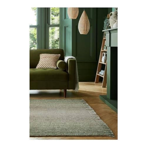 Flair Rugs Moderner Teppich mit Fransen, rechteckig, Jute, Ombre – Design – Grün – Maße: 230 x 160 cm von Flair Rugs