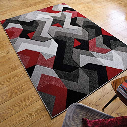 Flair Rugs Simplicity Aurora Teppich, handgeschnitzt, 160 x 230 cm, Grau / Rot von Flair Rugs