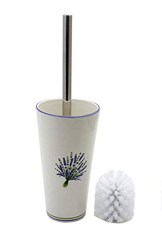 Flair 998806 Bad Accessoires WC-Garnitur Lavendel | Toilettenbürste Halter aus Keramik und Ersatzbürste von Flair Vitrine