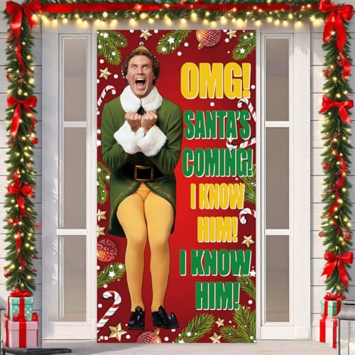 Elf Weihnachtsbanner Xmas Elf Movie Hintergrund Schild Lustige Winter Xmas Decor Merry Christmas Dekorationen für Zuhause von Flaircave