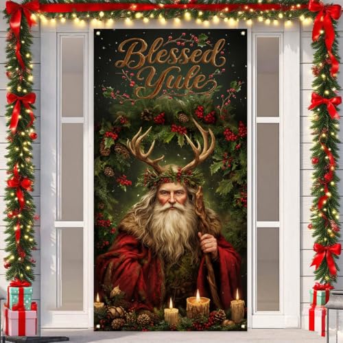 Weihnachtsbanner Wintersonnenwende Hintergrund Schild Krampus Winter Xmas Decor Heidnische Weihnachtsdekoration für Home Party von Flaircave