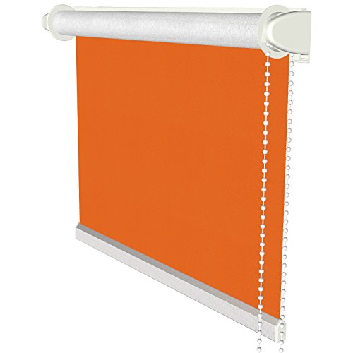 Flairdeco Klemmfix Seitenzugrollo / Thermorollo / Verdunkelungsrollo, 41,5 x 175 cm, Orange von Flairdeco