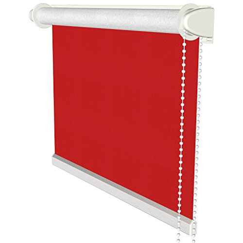 Flairdeco Klemmfix Seitenzugrollo / Thermorollo / Verdunkelungsrollo, 60 x 175 cm, Rot von Flairdeco