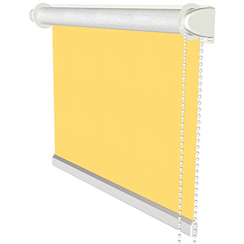 Flairdeco Klemmfix Seitenzugrollo / Thermorollo / Verdunkelungsrollo, 75,5 x 175 cm, Gelb von Flairdeco