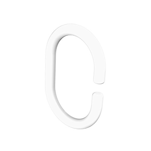 Flairdeco Duschvorhangringe C-Form, Plastik, Weiß, 60/42 mm, 10 Stück von Flairdeco