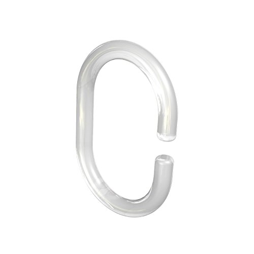 Flairdeco Duschvorhangringe C-Form, Plastik, Transparent, 60/42 mm, 12 Stück von Flairdeco