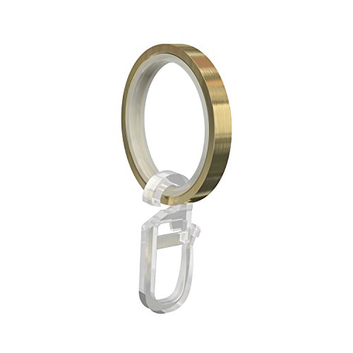 Flairdeco Gardinenringe/Ringe mit Gleiteinlage/Faltenhaken, Metall, Messing-Optik, 33/24 mm, 20 Stück von Flairdeco