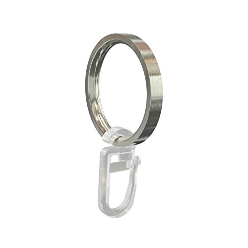 Flairdeco Gardinenringe / Ringe mit Faltenhaken, Metall, Edelstahl-Optik, 33/27 mm, 10 Stück von Flairdeco