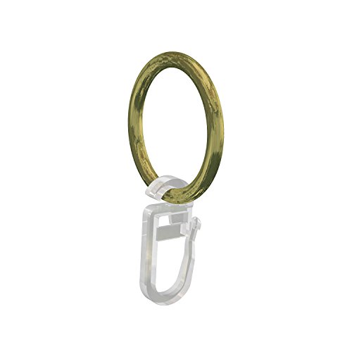 Flairdeco Gardinenringe / Ringe mit Faltenhaken, Metall, Messing Antik, 32/25 mm, 20 Stück von Flairdeco
