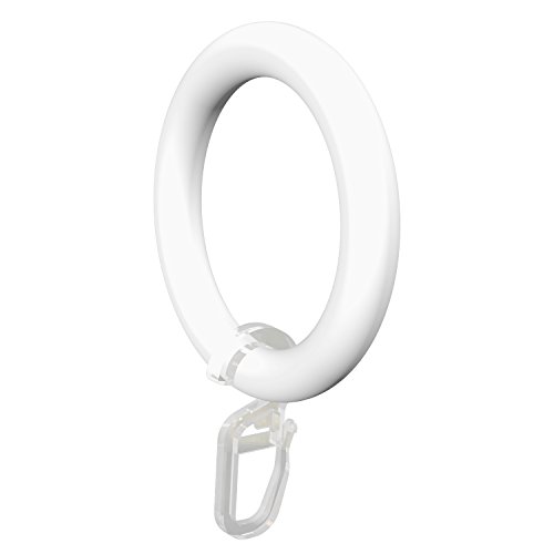 Flairdeco Gardinenringe / Ringe mit Faltenhaken, Plastik, Weiß, 57/41 mm, 20 Stück von Flairdeco