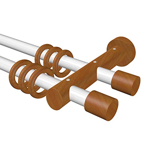 Flairdeco Gardinenstange 20 mm Ø, 2-läufig, Typ Kappe, Metall/Holz, Weiß/Kirschbaum lackiert, 200 cm Flairdeco Gardinenstange 20 mm Ø, 2-läufig, Typ Kappe, Metall/Holz, Weiß/Kirschbaum lackiert, 200 cm von Flairdeco