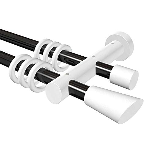 Flairdeco Gardinenstange 20 mm Ø, 2-läufig, Typ Konus, Metall/Holz, Schwarz/Weiß lackiert, 100 cm Flairdeco Gardinenstange 20 mm Ø, 2-läufig, Typ Konus, Metall/Holz, Schwarz/Weiß lackiert, 100 cm von Flairdeco