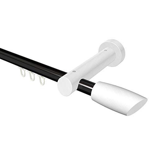Flairdeco Innenlauf-Gardinenstange 20 mm Ø, 1-läufig, Typ Ellipse, Alu/Holz, Schwarz/Weiß lackiert, 240 cm Flairdeco Innenlauf-Gardinenstange 20 mm Ø, 1-läufig, Typ Ellipse, Alu/Holz, Schwarz/Weiß lackiert, 240 cm von Flairdeco