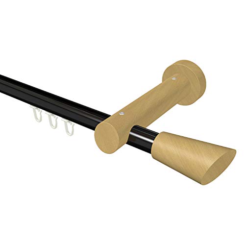 Flairdeco Innenlauf-Gardinenstange 20 mm Ø, 1-läufig, Typ Konus, Alu/Holz, Schwarz/Buche lackiert, 120 cm Flairdeco Innenlauf-Gardinenstange 20 mm Ø, 1-läufig, Typ Konus, Alu/Holz, Schwarz/Buche lackiert, 120 cm von Flairdeco