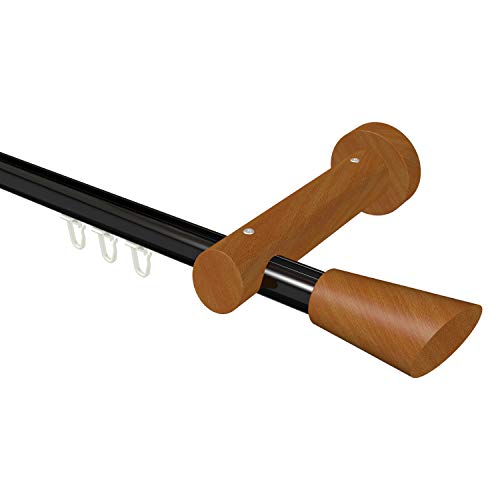 Flairdeco Innenlauf-Gardinenstange 20 mm Ø, 1-läufig, Typ Konus, Alu/Holz, Schwarz/Kirschbaum lackiert, 120 cm Flairdeco Innenlauf-Gardinenstange 20 mm Ø, 1-läufig, Typ Konus, Alu/Holz, Schwarz/Kirschbaum lackiert, 120 cm von Flairdeco
