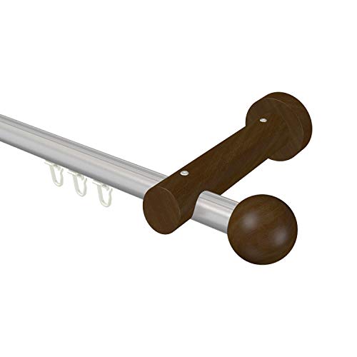 Flairdeco Innenlauf-Gardinenstange 20 mm Ø, 1-läufig, Typ Kugel, Alu/Holz, Silber-Grau/Nussbaum lackiert, 160 cm Flairdeco Innenlauf-Gardinenstange 20 mm Ø, 1-läufig, Typ Kugel, Alu/Holz, Silber-Grau/Nussbaum lackiert, 160 cm von Flairdeco