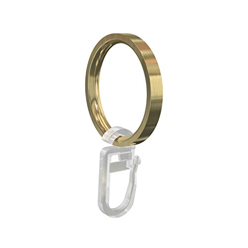 Flairdeco Gardinenringe / Ringe mit Faltenhaken, Metall, Messing-Optik, 33/27 mm, 16 Stück von Flairdeco