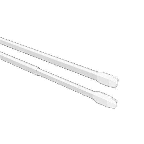 Flairdeco Vitragestangen mit Schraubhaken, Scheibenstangen oval, Metall-Kunststoff, Weiß, ausziehbar 30-50 cm, 4 Stück von Flairdeco