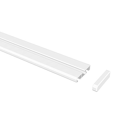Flairdeco Vorhangschiene 1-/2-läufig Wendeprofil, Aluminium, Weiß, 100 cm von Flairdeco