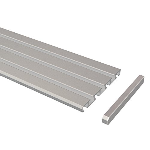 Flairdeco Vorhangschiene 3-/4-läufig Wendeprofil, Aluminium, Silbergrau, 320 cm (geteilt in 2x160 cm) von Flairdeco