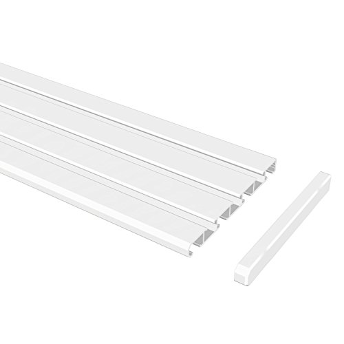 Flairdeco Vorhangschiene 3-/4-läufig Wendeprofil, Aluminium, Weiß, 280 cm (geteilt in 2x140 cm) von Flairdeco