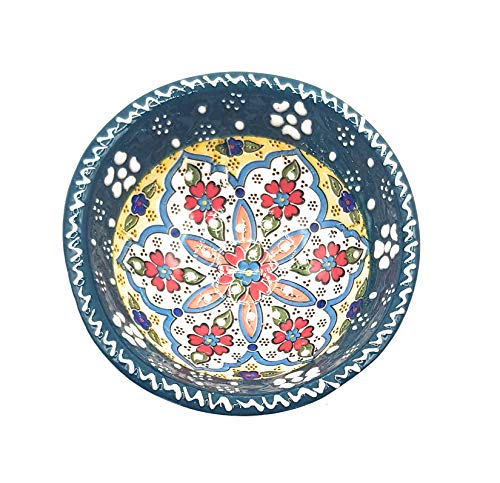 Flairs Orientalische Keramikschüssel, Schale, Müslischale, handbemalt, bunt - Ø 8 cm (Petrol) von Flairs