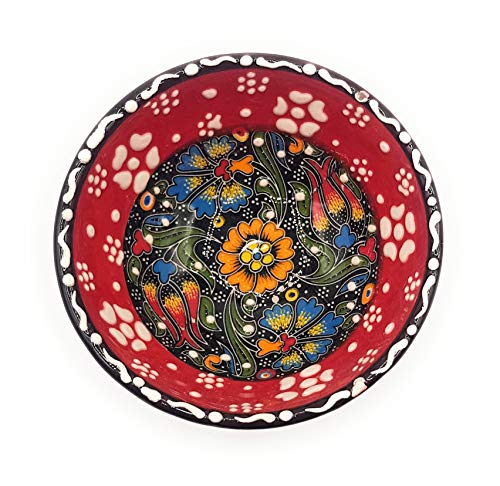 Flairs Orientalische Keramikschüssel, Schale, Müslischale, handbemalt, bunt - Ø 8 cm (Rot) von Flairs