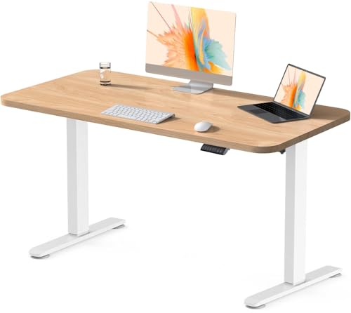 Flamaker Höhenverstellbarer Schreibtisch 200 x 80 cm, Schreibtisch Höhenverstellbar Elektrisch mit Memory Funktion, Computertisch mit Kabelmanagement, Standing Desk, Stehpult, Bürotisch, Beige von Flamaker