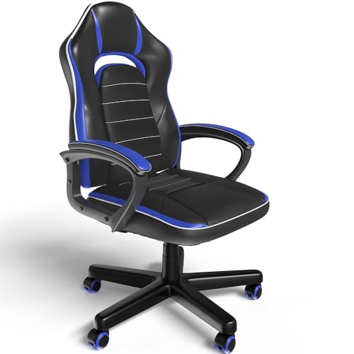 Flamaker Bürostuhl Chefsessel, Ergonomisch Hat Hhenverstellung Bürostuhl, Gaming Stuhl Drehstuhl, Faux Leather Schreibtischstuhl, Bis 150kg (Blau) von Flamaker