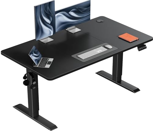 Flamaker Höhenverstellbarer Schreibtisch, Elektrischer Schreibtisch Höhenverstellbar für Steh-Sitz, Computertisch mit Memory-Funktion, Stabiler Tisch Standing Desk, Bürotisch,120 x 60 cm,Schwarz von Flamaker