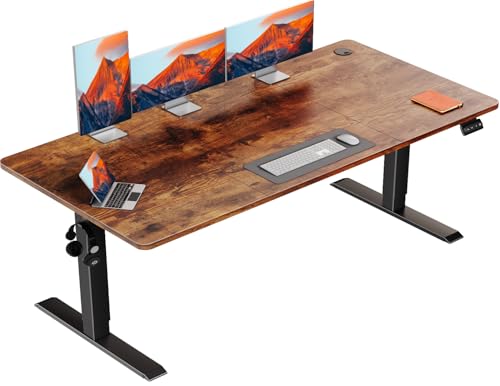 Flamaker Höhenverstellbarer Schreibtisch, Elektrischer Schreibtisch Höhenverstellbar für Steh-Sitz, Computertisch mit Memory-Funktion, Stabiler Tisch Standing Desk, Bürotisch,180 x 80 cm,Braun von Flamaker