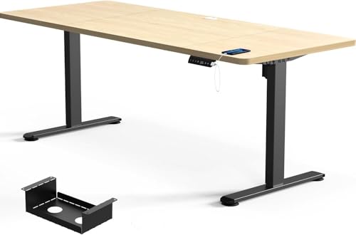 Flamaker Höhenverstellbarer Schreibtisch 180 x 80 cm, Schreibtisch Höhenverstellbar Elektrisch mit Memory Funktion, Computertisch mit Kabelmanagement, Standing Desk, Stehpult, Bürotisch, Beige von Flamaker