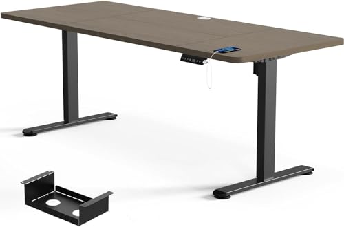 Flamaker Höhenverstellbarer Schreibtisch 200 x 80 cm, Schreibtisch Höhenverstellbar Elektrisch mit Memory Funktion, Computertisch mit Kabelmanagement, Standing Desk, Stehpult, Bürotisch, Nussbaum von Flamaker