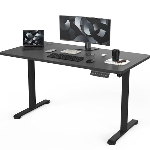 Flamaker Höhenverstellbarer Schreibtisch Ganze Tischplatte 120 x 60 cm Schreibtisch Höhenverstellbar Elektrisch mit USB-Aufladung und 360° Rollen (Schwarz) von Flamaker
