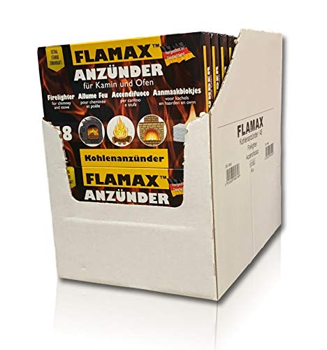 Flamax Kohlenanzünder 1152 Stück - Geschmacksneutral, Kohle, Grillanzünder, Blockform von Flamax