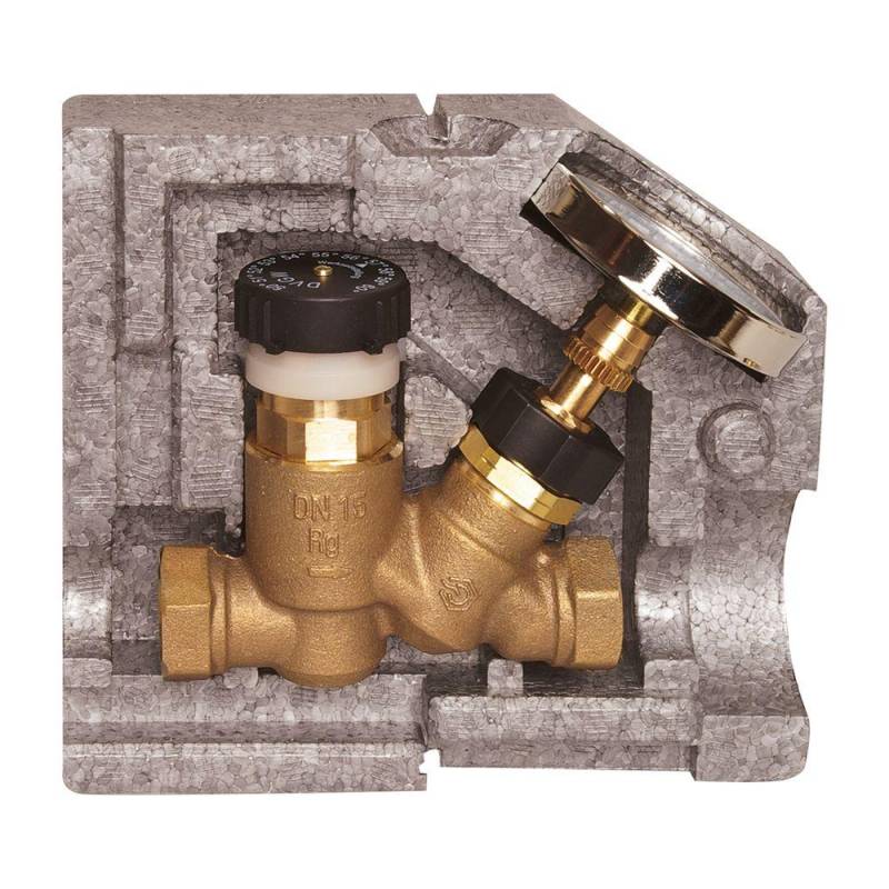 Flamco Zirkulationsventil DN 15, 50-60 Grad C Muffe-Muffe, Isolierung und Thermometer M1206320 von Flamco