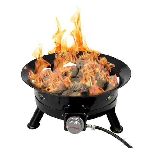 Flame King Smokeless Propane Fire Pit, 24-inch Portable Firebowl, 58K BTU with Self Igniter, Cover, & Carry Straps for RV, Camping, & Outdoor Living von Flame King