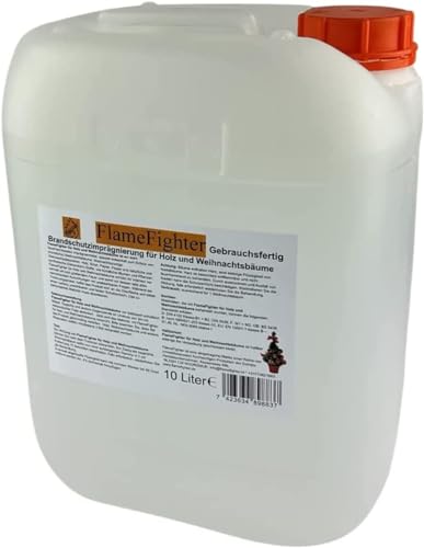 FlameFighter - 10 Liter Brandschutzimprägnierung für Holz, Papier und Weihnachtsbäume - Imprägnierspray - Brandschutzklasse 1 din 4102 b1 von FlameFighter