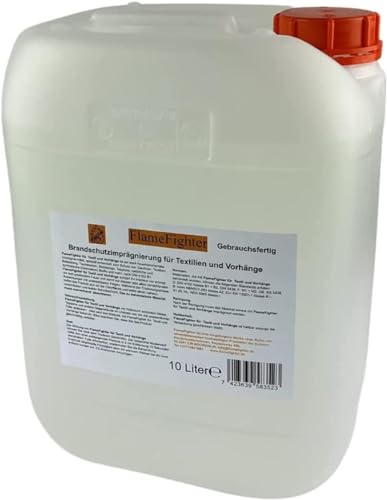 FlameFighter 10 Liter Brandschutzimprägnierung für Textilien und Vorhänge - Imprägniermittel - Brandtest bestanden - Brandschutzklasse 1 din 4102 b1 von FlameFighter
